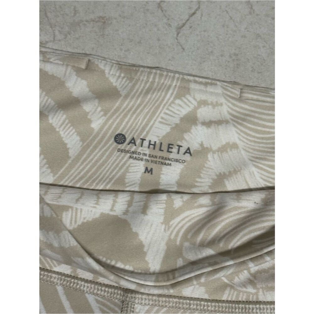 Athleta Leggings Size M Cream/Tan/White With Stash Pockets - Picture 4 of 4